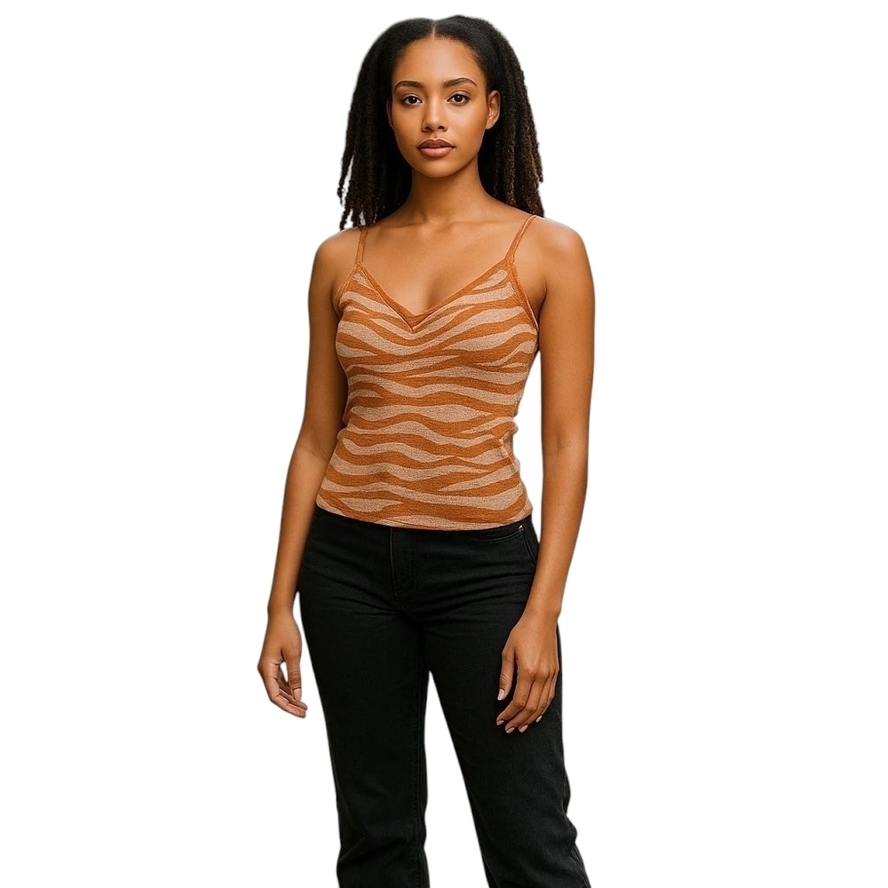 Anthropologie Brown and Orange Fitted Camisole